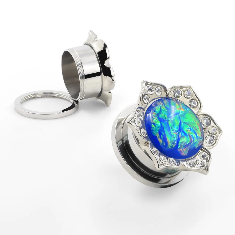 2pair plugs stainless steel vintage flower double flare ear plug gauges tunnel body piercing jewelry in stock | Украшения и