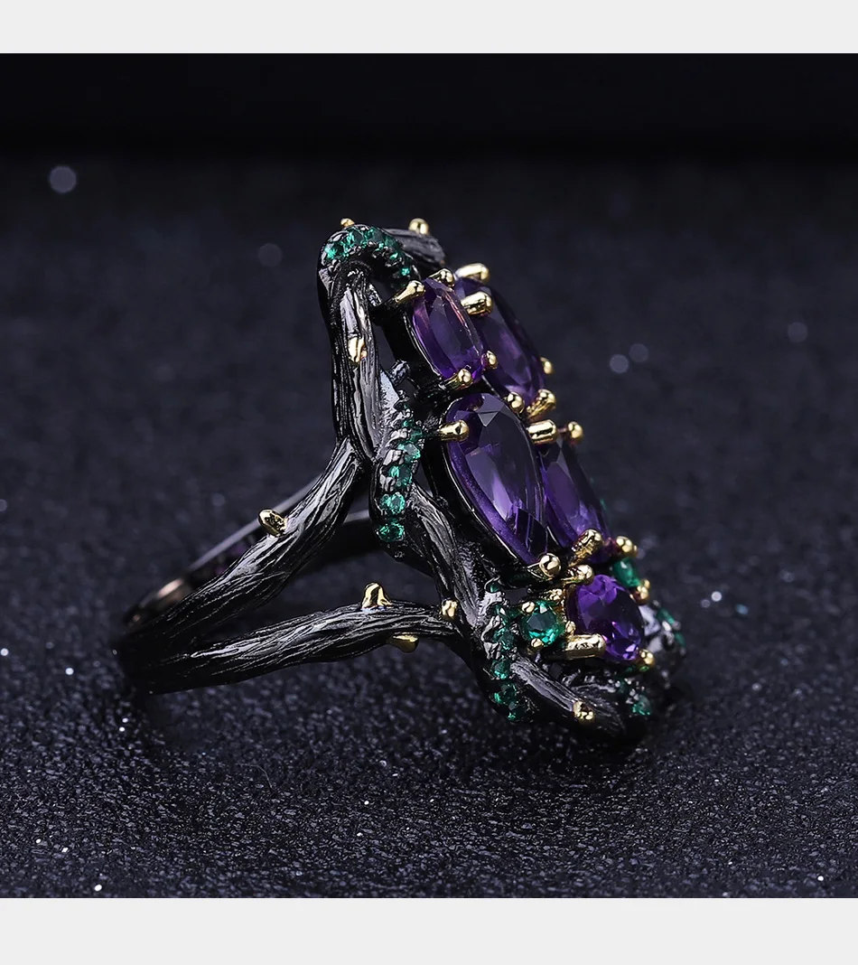 GEM'S BALLET 3.23Ct натуральный аметист кольца на палец 925 пробы серебро ручной работы змея Винтаж кольцо для женщин ювелирные изделия