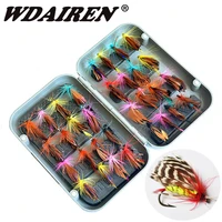 32pcsbox insect fly fishing lure artificial fishing bait feather single treble hooks carp fish lure water surface