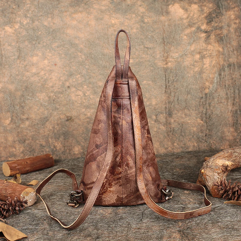 Женский рюкзак на одной лямке сумка мессенджер ручной работы из натуральной кожи