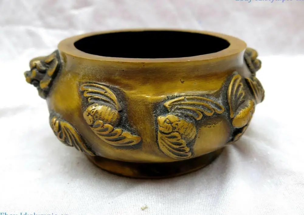 Изящная латунная кадильница из Китая резная медная Тигровая ручная много
