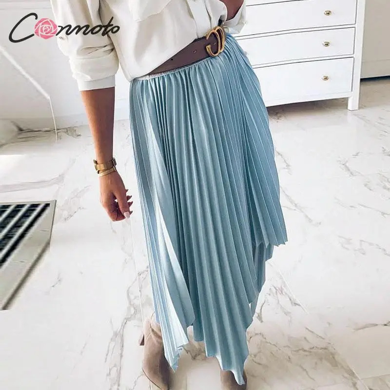 Conmoto Однотонные розовые юбки в клеточку зимние с высокой талией нарядные уличные