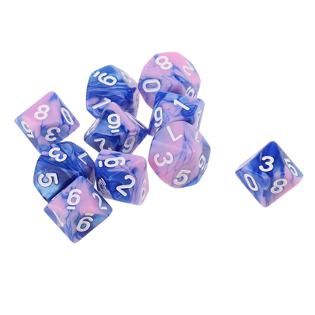 10 шт. сторонние D10 многогранные игральные кости двухцветные для DND MTG ролевая