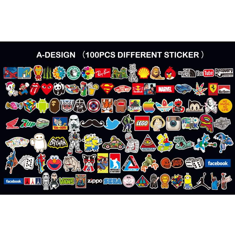 100 шт забавные наклейки автомобильные мотоциклетные декоративные