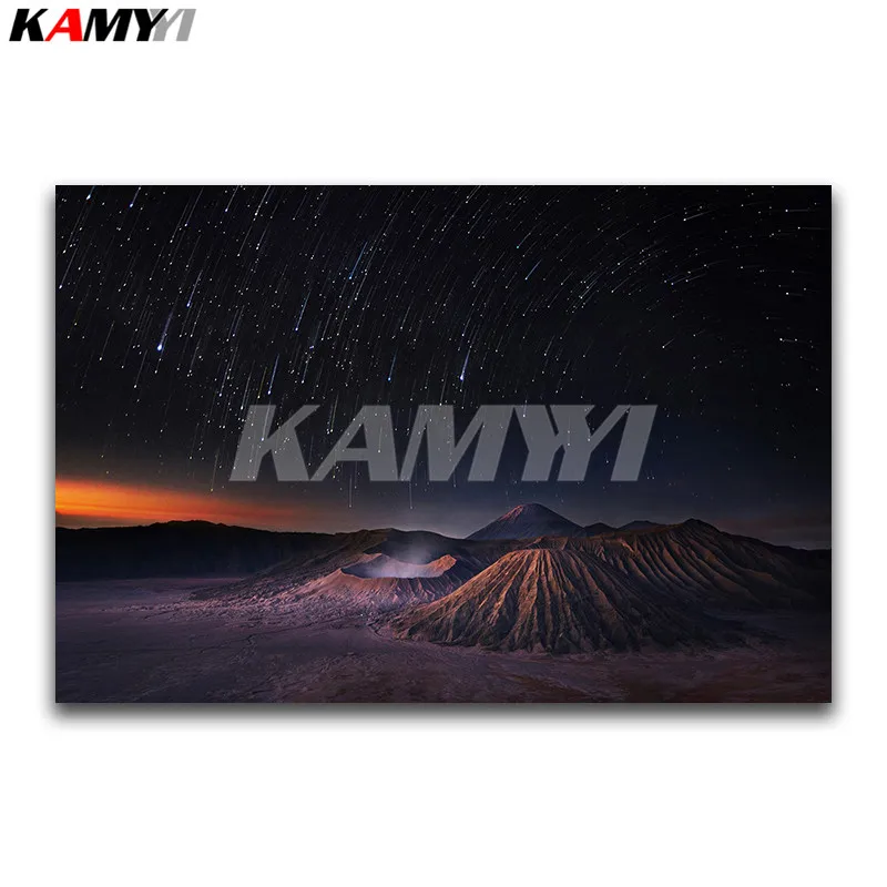 

DIY 3D Diamond painting scenery Full Square Diamond embroidery Cross stitch volcanic Full Round Diamond mosaic star sky Sale