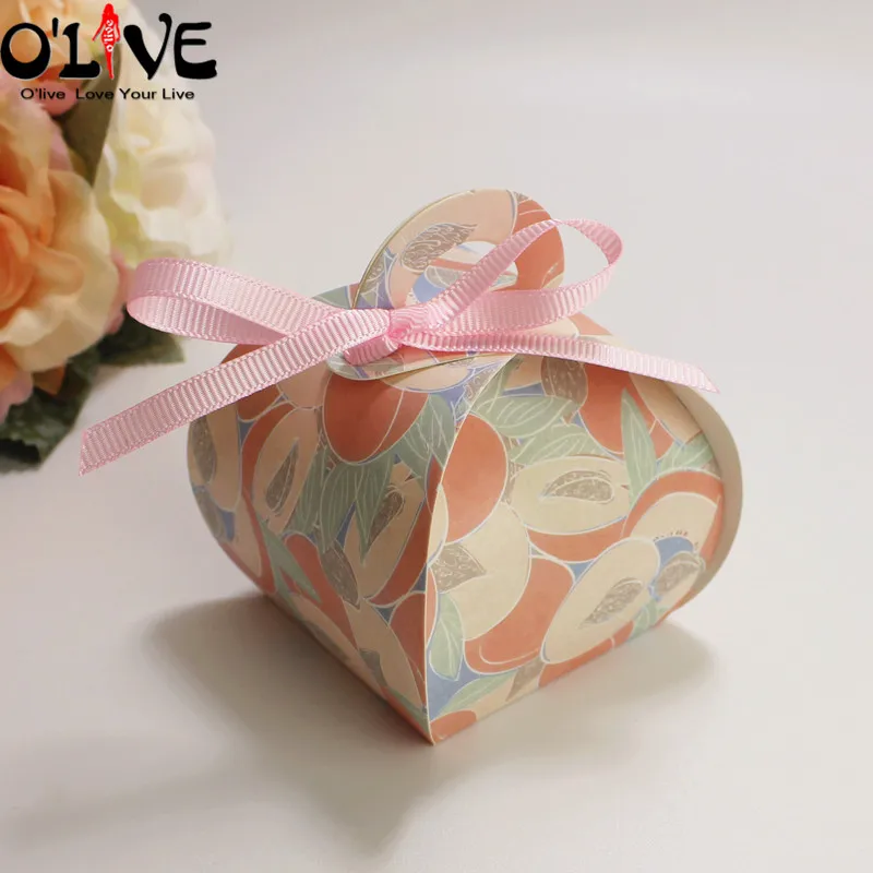Colorful With Ribbon 50 шт., подарочная коробка в горошек, маленький мешок для печенья, конфет, упаковки для свадебной вечеринки, подарочные бумажные коробки, картонные бонбоньерки, сумки для сладостей - Цвет: Colorful With Ribbon