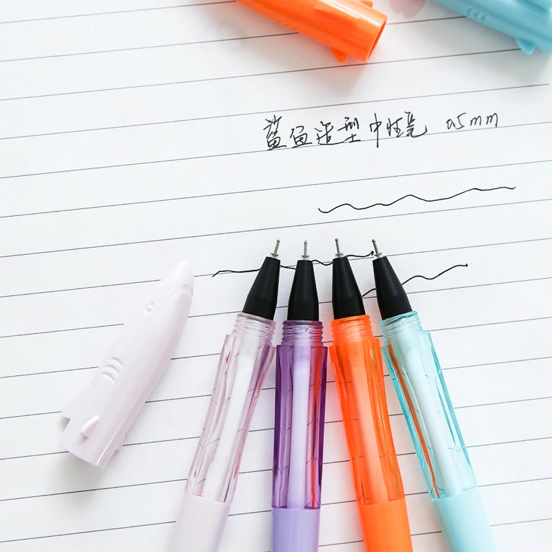 6 шт. 0 5 мм черные чернила мультяшная Акула бумажная гелевая ручка для подписи