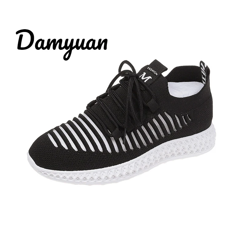 Damyuan/Новинка года; модная классическая обувь; Женская Удобная дышащая повседневная легкая обувь на плоской подошве из некожи; обувь для бега - Цвет: Черный