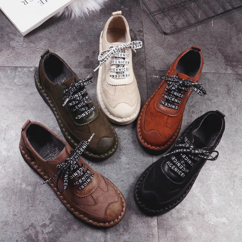 Корейские студенческие повседневные туфли из замши ручной работы в стиле