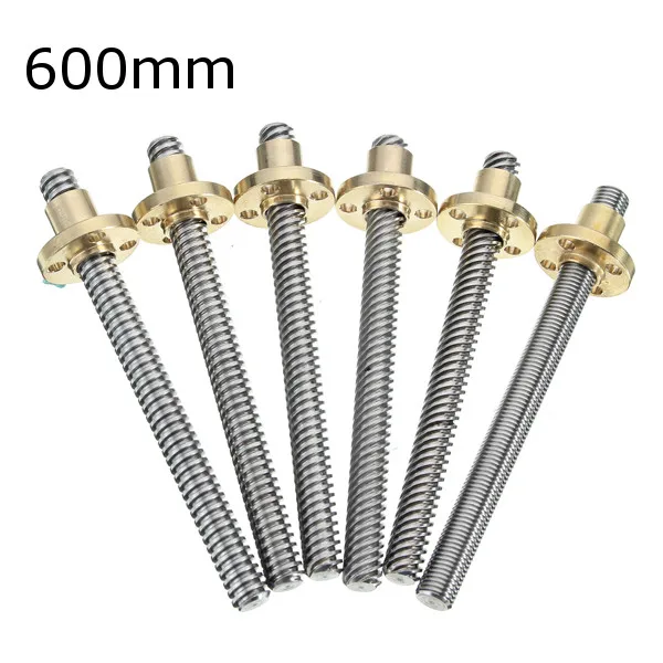 

3D Printer T8 1/2/4/8/12/14mm 600mm Lead Screw 8mm Thread With Copper Nut For Stepper Motor New