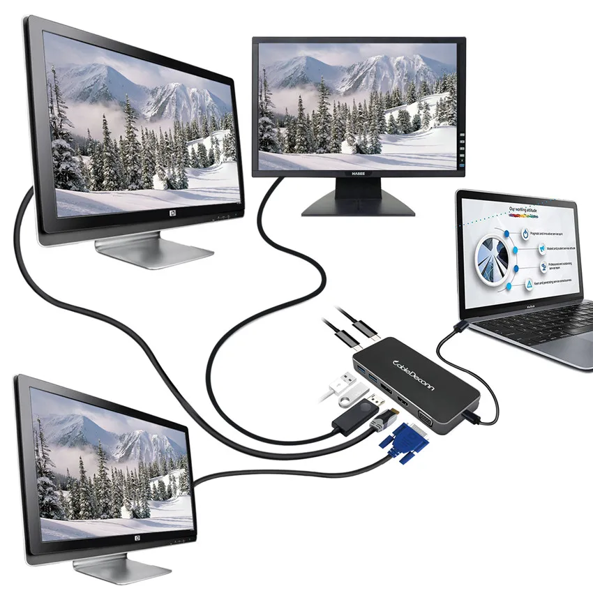 Thunderbolt 3 Type C концентратор к HDMI адаптеру USB VGA 0 зарядный конвертер для монитора Macbook