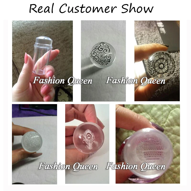 2016 Unique New Design Pure Clear Jelly Silicone Nail Art Stamper Scraper with Cap Transparent 2.8cm Stamp Stamping Tools | Красота и