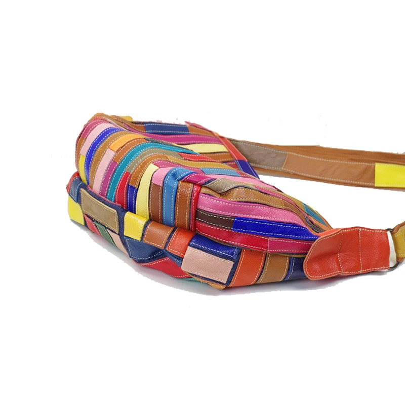 Женские сумки из натуральной кожи San Maries Цветные Лоскутные через плечо Модный