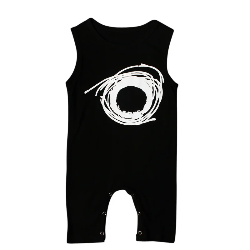 Летняя одежда для новорожденных мальчиков костюмы комбинезоны черный принт