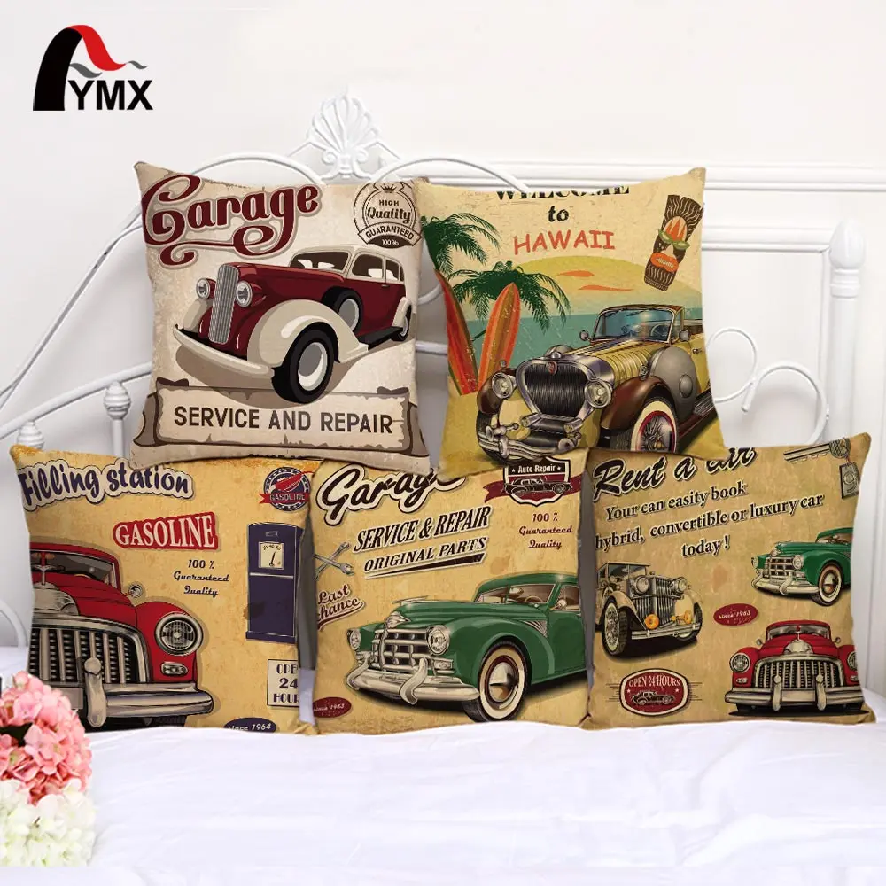 Наволочки в стиле ретро хлопковые наволочки с принтом виде автомобиля 18 дюймов
