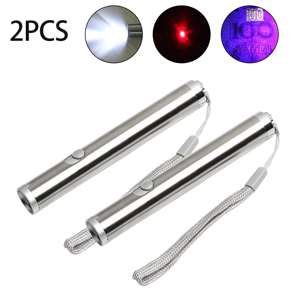 2 шт. светодиодный ультрафиолетовый фонарик 3 в 1|Фонарики и осветительные