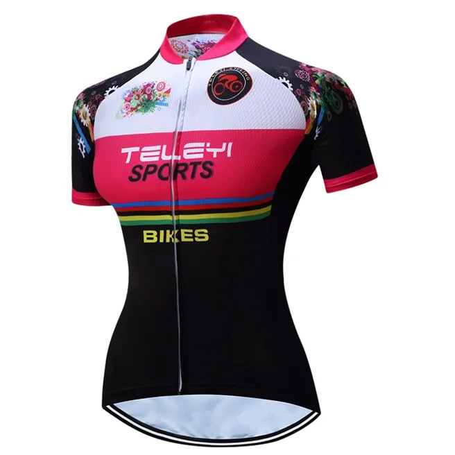 TELEYI летние женские Ropa Ciclismo красный цветок дышащая одежда MTB для велосипедистов велосипедная одежда из Джерси для гонок велосипед Pro команда Велосипедная одежда T#12 - Цвет: 01