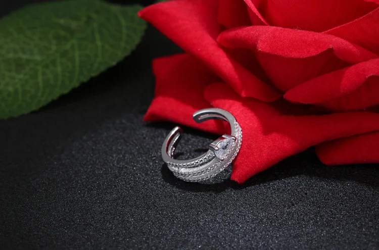 Женское серебряное кольцо 925 пробы с цирконием стразы 100% 2019 | Украшения и