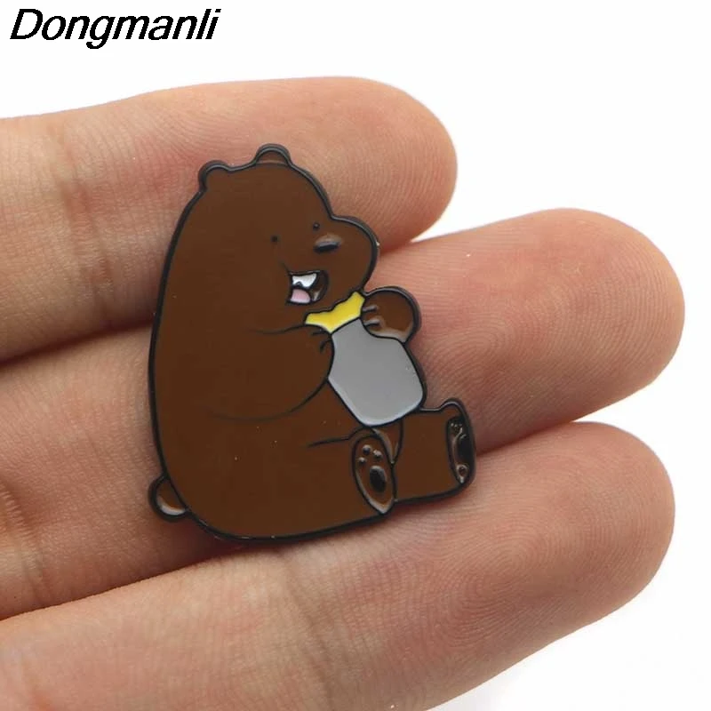 P2191 Dongmanli мультфильм ювелирные изделия Мы Голые Медведи Милый гризли панда лед медведь металлические эмалированные булавки и броши значок