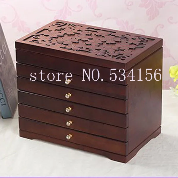 Upgraded version With mirror Wood Jewelry Box Storage Gift Display Box Jewelry Lagre Gift Box  Packaging casket  gift   box