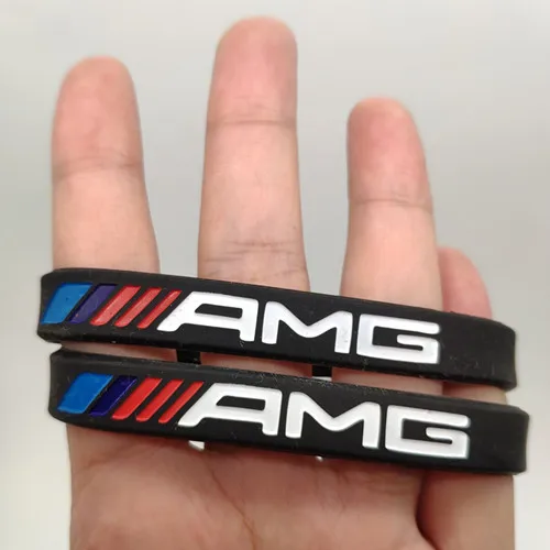 2 шт., силиконовый браслет AMG для мужчин и женщин, резиновый браслет на запястье, браслет для Mercedes Benz Club Fans, повязка на руку, Pulsera Pulseira - Окраска металла: 12
