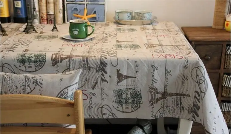 Скатерть из хлопка и льна с принтом в Европейском стиле кружевная ткань для стола