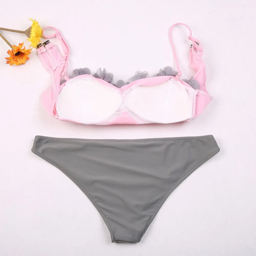 summer Women's superior quality Push Up Swimwear Sexy Flower bandage Bikini Set Halter Straps Tankinis Bathing Suit Beachwear |