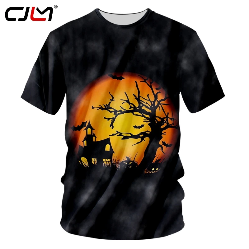 

Футболка CJLM для Хэллоуина, Мужская футболка большого размера 6Xl с о-вырезом, 3D принтом в виде тыкв, дом, лидер продаж