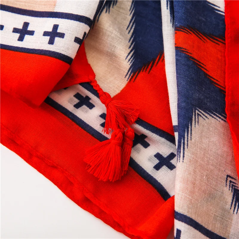 Женский шарф геометрический в клетку красный синий модный алмаз вискоза Испания