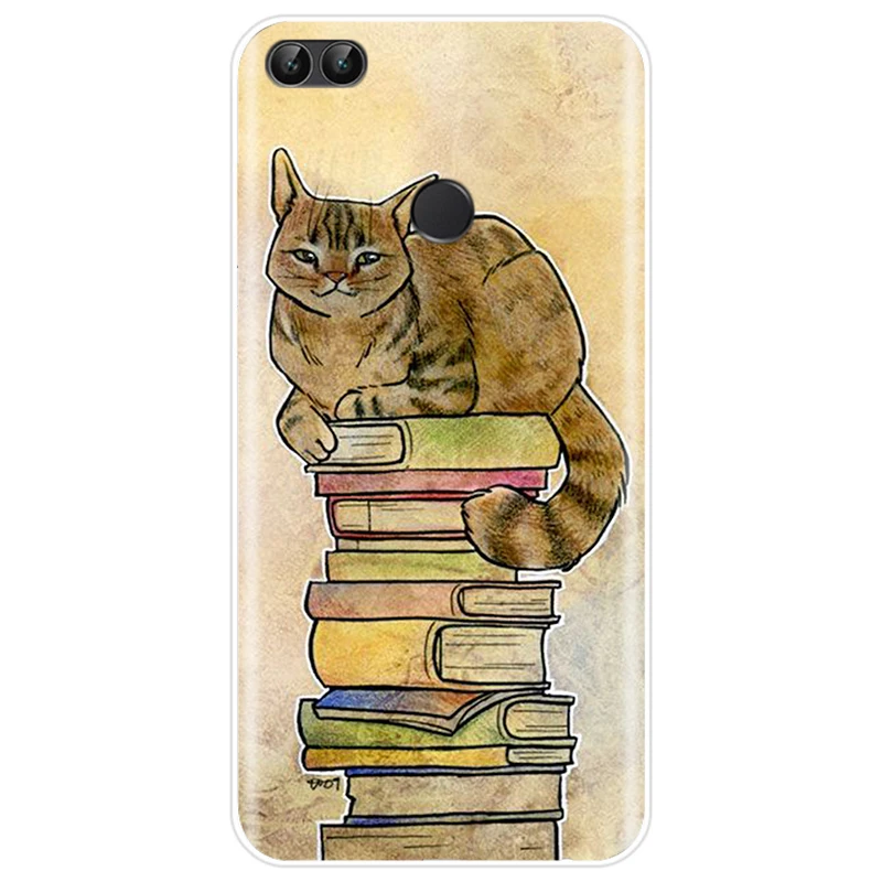Чехол с изображением кошки и библиотеки дерева мягкий силиконовый чехол для