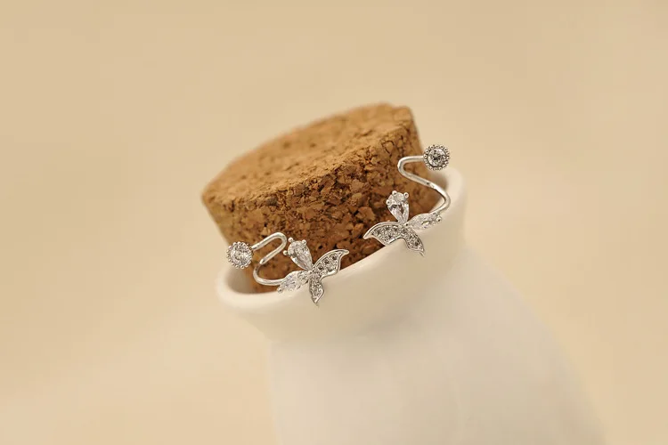 High quality Fashion Jewelry New Design Butterfly Shiny Zircon 925 Sterling Silver Stud Earrings for Women gift Promotion | Украшения и