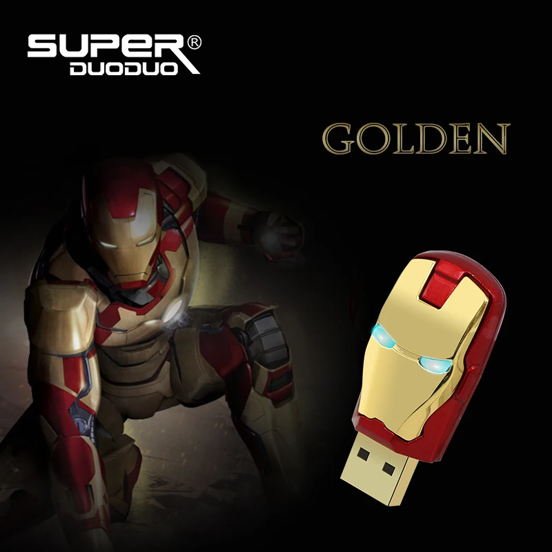 Новые USB флеш-накопители 32 Гб 64 Гб Марвел из Мстителей usb-флэш-накопитель Железный человек 8 Гб 16 Гб usb ключ светодиодный флеш-накопитель