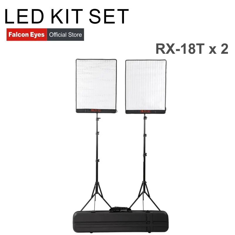 FalconEyes LED Video dslr Studio fotografia Light 2pcs 62W 5600K Dimmable Flexible Portable лампа постоянного свечения для