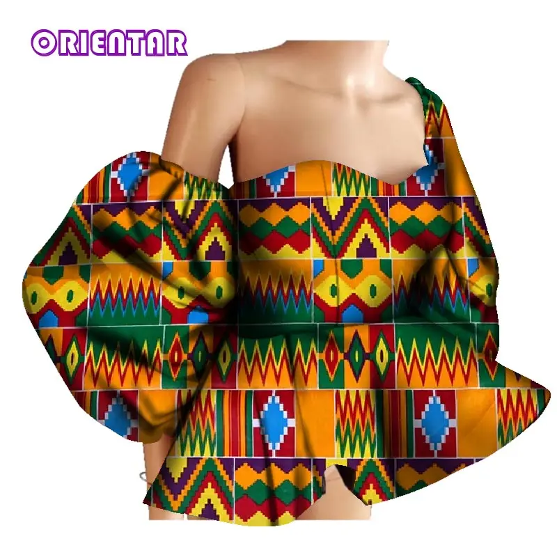 New Cotton Women Shirts African Wax Draped Print Shirts for Women Bazin Riche Patchwork African Style Clothing WY3397