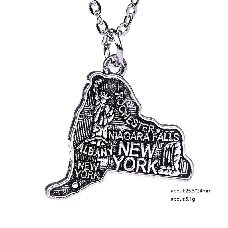 Рыболовный крючок карта штатов США Нью Йорк ожерелье и кулоны Контурные