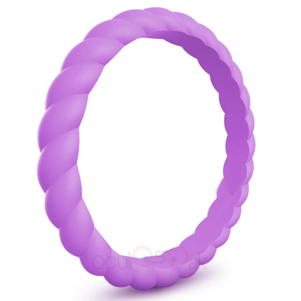 purple Модное 3 мм тонкое плетеное силиконовое кольцо для женщин обручальные кольца спортивные гипоаллергенные Кроссфит гибкое Тканое резиновое кольцо на палец - Цвет основного камня: purple