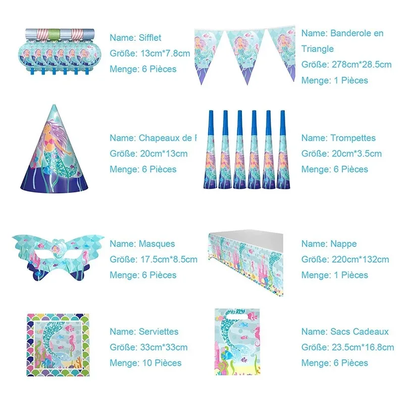 

Mermaid Party Set Birthday Ocean Theme Party Supplies Mermaid Giant Balloons Paper Cup Banner Plates Baby Shower Girls Favors