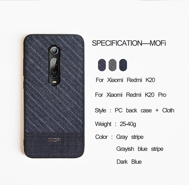 Redmi K20 Pro чехол Mofi для Xiaomi K20 чехол ткань для костюма Бизнес Стиль для Xiaomi Redmi K20 чехол темный цвет крышка