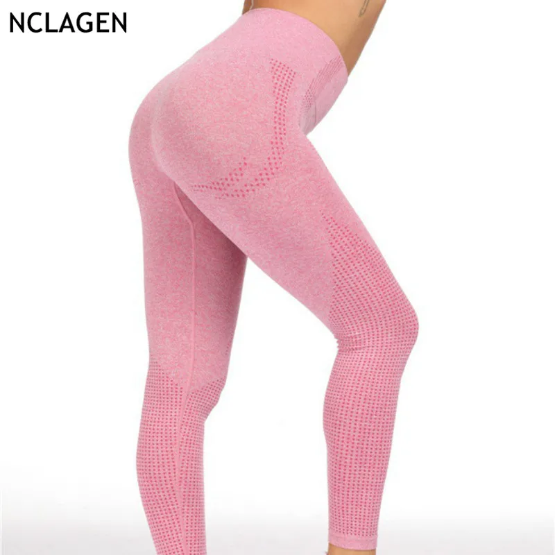 Женские Бесшовные жаккардовые леггинсы nclgen облегающие брюки капельки с высокой