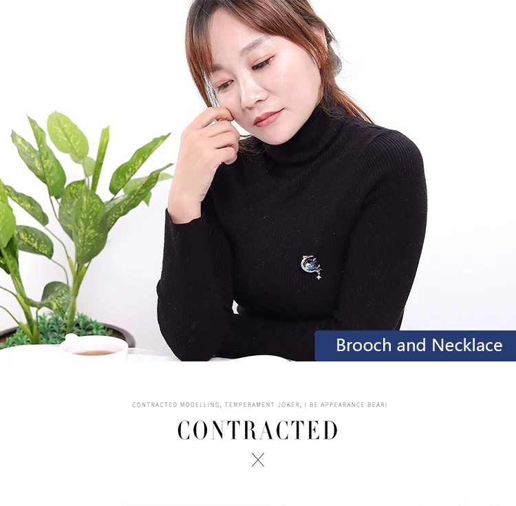 MALANDA Мода луна и звезды кулон ожерелье s для женщин сердце кристалл от Swarovski