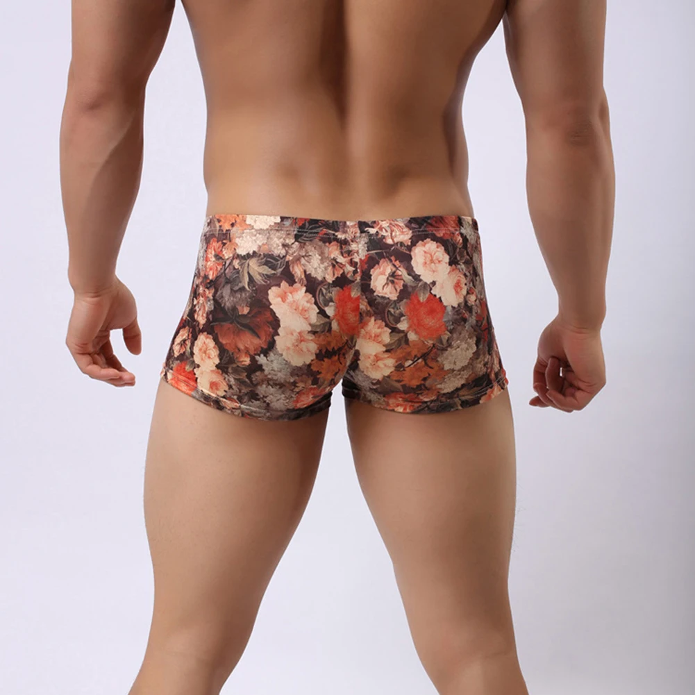Мужские трусы боксеры с цветочным принтом нижнее белье спортивные низкой