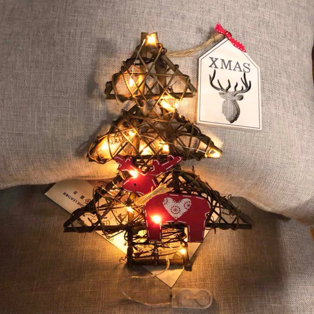 

20led Light Christmas Handmade DIY Vines Rattan Light String Christmas Stars / Round / Heart / Tree Shape With Lights Decoration