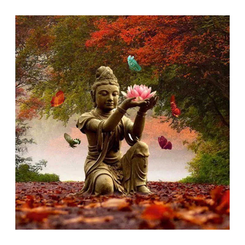 5D алмазная живопись сделай сам вышивка крестиком с изображением статуи Будды из