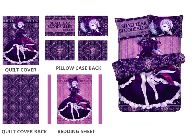Японский персонаж аниме Overlord Shalltear Bloodfallen Роскошные Otaku постельные принадлежности постельное белье Простыня или пододеяльник с 2 наволочками