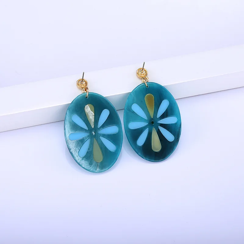 Европейская и американская мода ацетат акриловый полимерный цветок серьги Мода