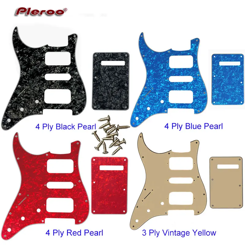 

Pleroo Custom Quality Guitar Pickguard - For US Left Handed 11 Screw Holes Start Humbucker HSH Scratch Plate & Back Plate