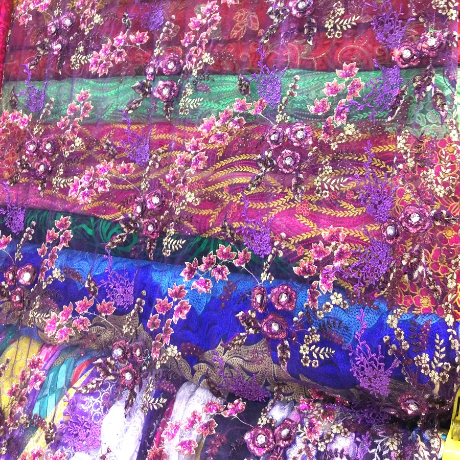 Сложная вышивка ручная работа настоящий 3D бисер камень на материале платье шитье