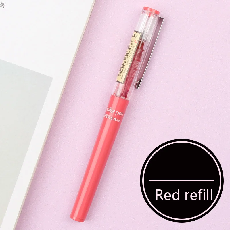 Red.red-refill 2 шт прямой тип шариковая гелевая ручка Канцтовары офисный школьный принадлежности - Цвет: Red.red-refill