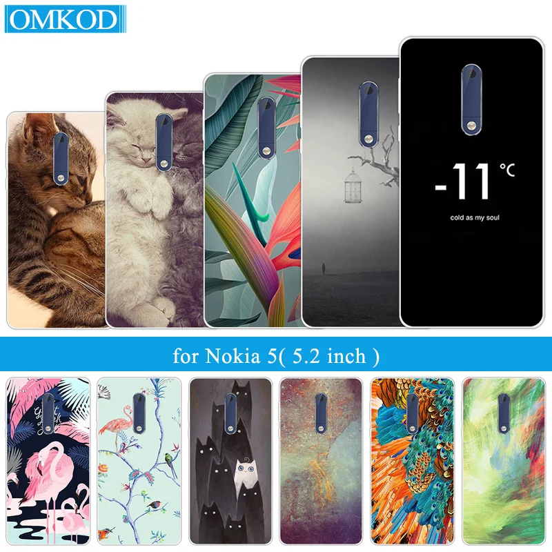 5 2 дюйма для Nokia пять прозрачных ТПУ Фламинго чехлы телефонов Чехол Nokia5 Funda Capa Five |
