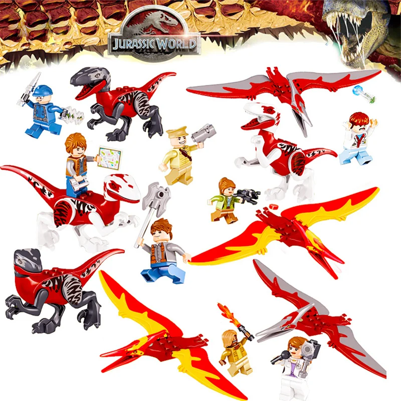 Оригинальный набор кирпичей динозавров 8 шт./лот модели строительные наборы